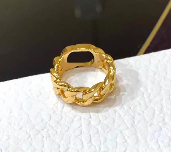 

Fashion gold letter band rings bague for lady women Party wedding lovers gift engagement jewelry With BOX NRJ