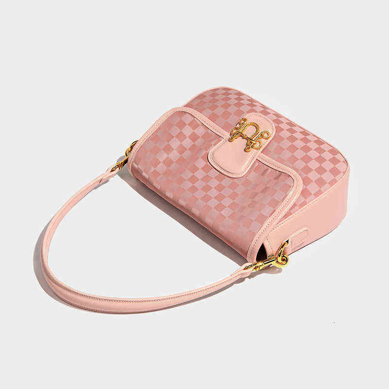 

Anshangla bag checkerboard underarm Bag Messenger niche design 2022 new single shoulder women, Sky blue