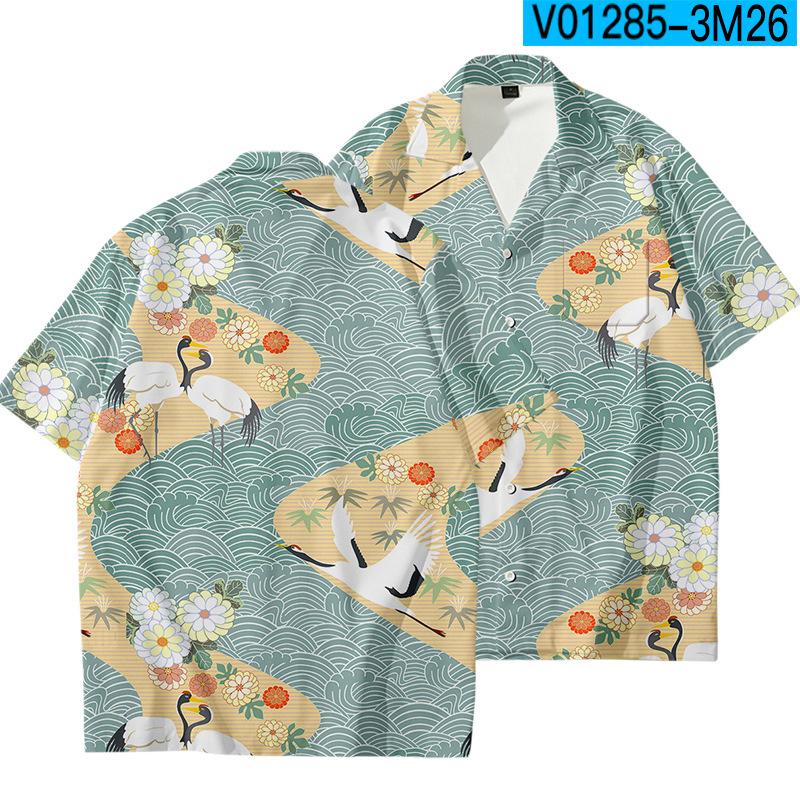

Men's Casual Shirts 3XL-6XL Print Men Short Sleeve Turn-Down Collar T-Shirt Travel Loose Coat Summer Couple Home JacketMen's, Gh-113