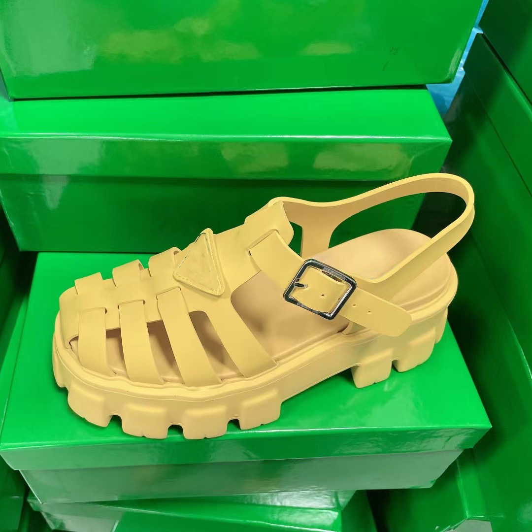 

Designer Sandal Women Foam rubber sandals Platform sandal Vintage Round Toe Slides Blue Fashion Ladies Girl Summer Casual Slipper with box NO248, Color 1