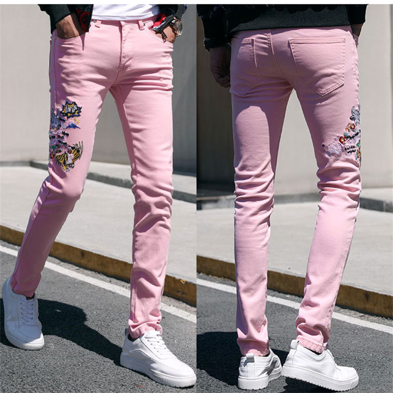 Jeans pour hommes de créateurs brodés pourpres jeans haute élasticité patchwork pour femmes pantalons hip-hop polyvalents slim fit tailles asiati