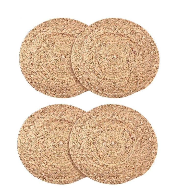 

Mats & Pads Straw Rope Japanese Woven Round Gourd Grass Anti Scalding And Heat Insulation Cup Pan Mat Home Kitchen