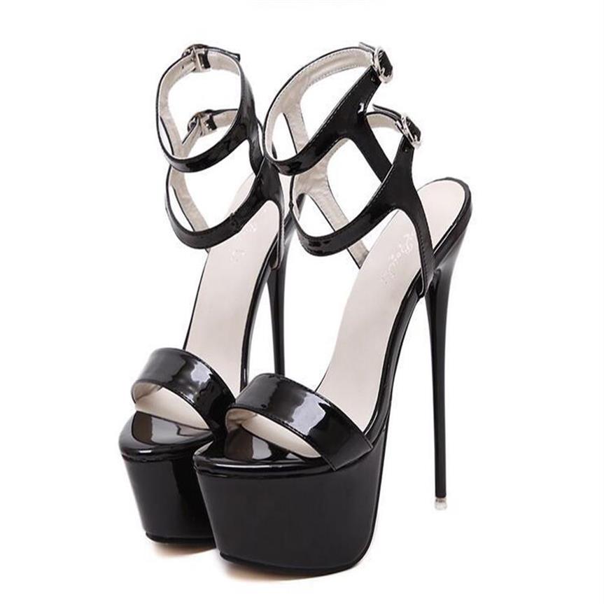 

Fashion-Summer Women High Heel 17cm Sexy Ladies Sandals Pumps Peep toe Thin Heel Ankle strap Platform Shoes Woman227t208t, Red