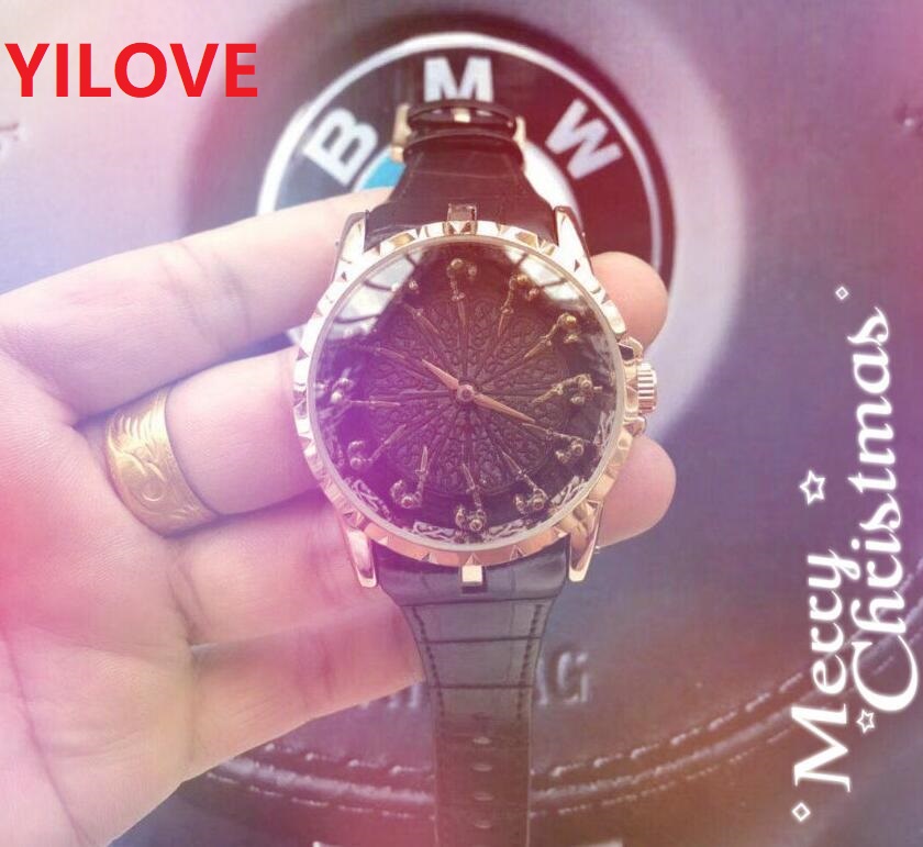 

On Sale Top Model Mens Sports Wristwatch Quartz Movement Male Time Clock Watch with Genuine Leather Band Twelve Knights Skeleton wristwatches, As pic