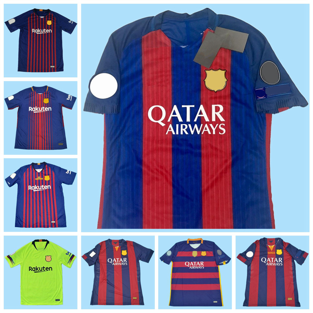 

BCN 2014 15 16 17 18 19 SOCCER JERSEYS maillot classic vintage camisetas football shirts Uniforms UCL final men home away XAVI INIESTA SUAREZ PUYOL PIQUE, 18-19 home league