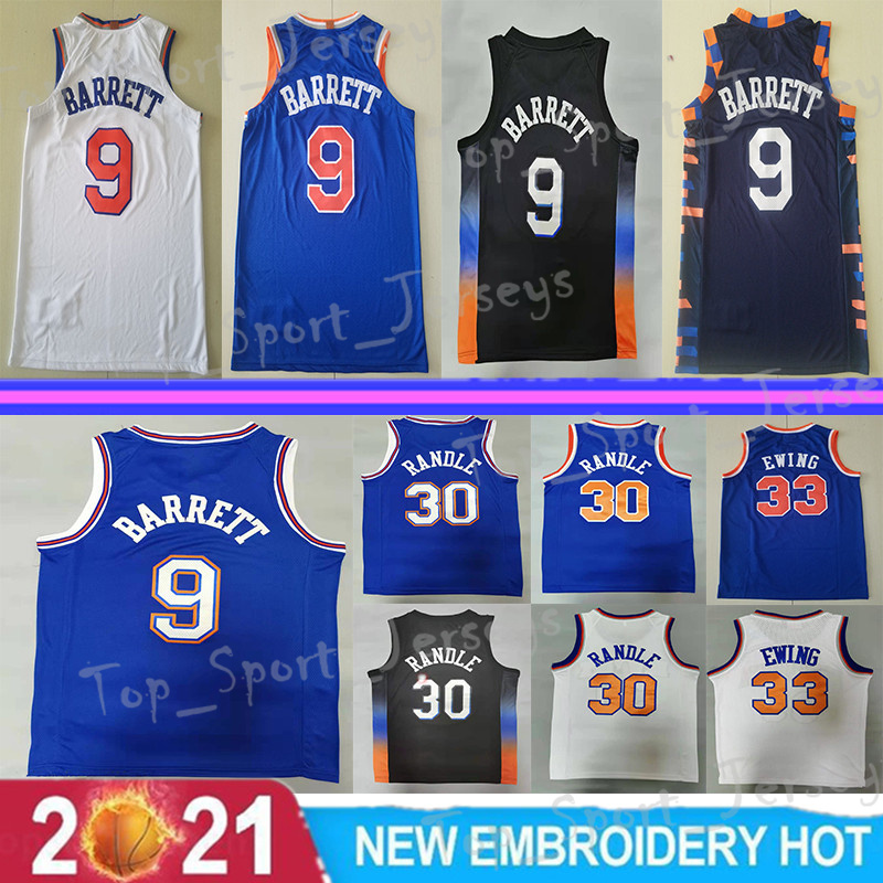 

Men Basketball RJ Barrett Jersey 9 Julius Randle 30 Walt Frazier 10 Patrick Ewing 33 Vintage Breathable All Stitched basketball jerseys, Blue