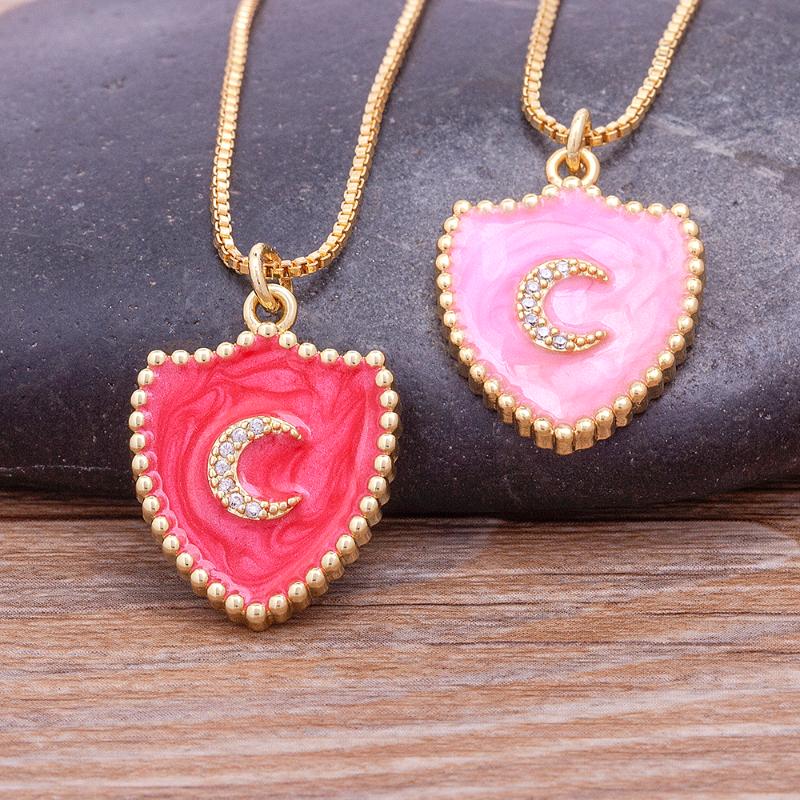 

Pendant Necklaces Enamel Shield Shape Moon Colorful Dripping Oil Trendy Friendship Jewelry Gift Gold Plated Zircon Chain NecklacePendant Nec