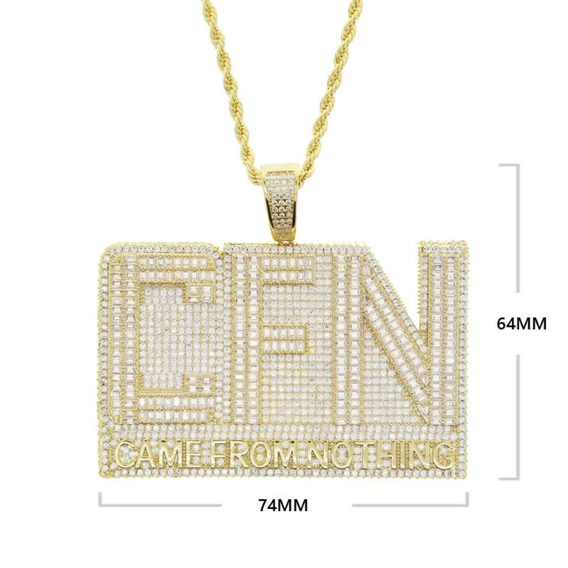 Chaînes Iced Out Bling 5A CZ Pavé Grande Grande Lettre Initiale Est venu Pendentifs Colliers Avec Longue Chaîne De Corde Pour Hommes Mode Hip Hop