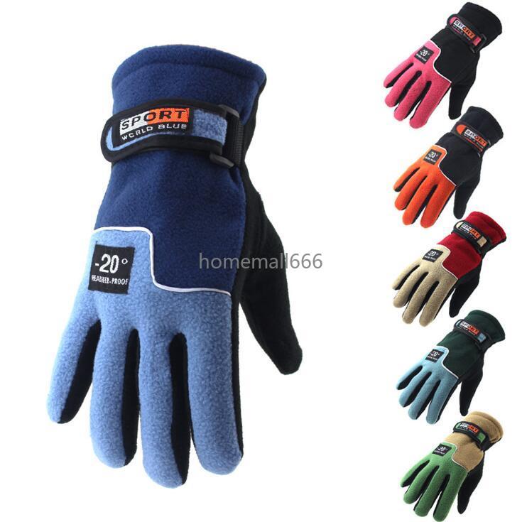 

Winter Fleece Gloves Thicken Warm Ski Glove Snowboard Mittens Travel Sports Five Finger Gloves Party Favor 2pcs/pair fy3259 AA