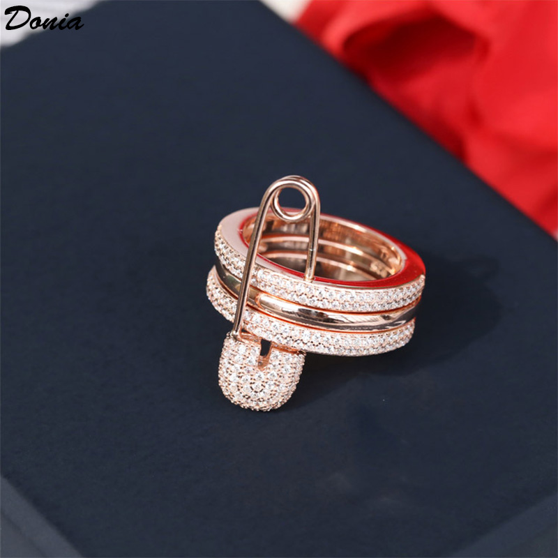 

Donia jewelry luxury ring exaggerated three-ring Titanium inlaid full of zircons European and American creative designer gifts