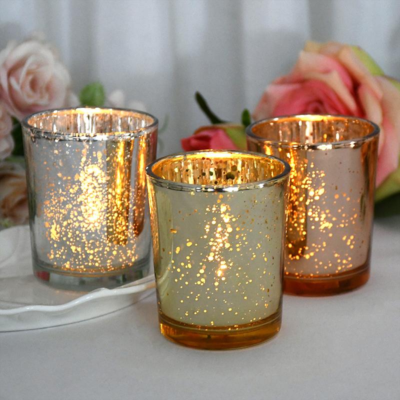 

Party Decoration Gold Votive Candle Holder For Table Mercury Glass Tealight Cups Wedding Birthday