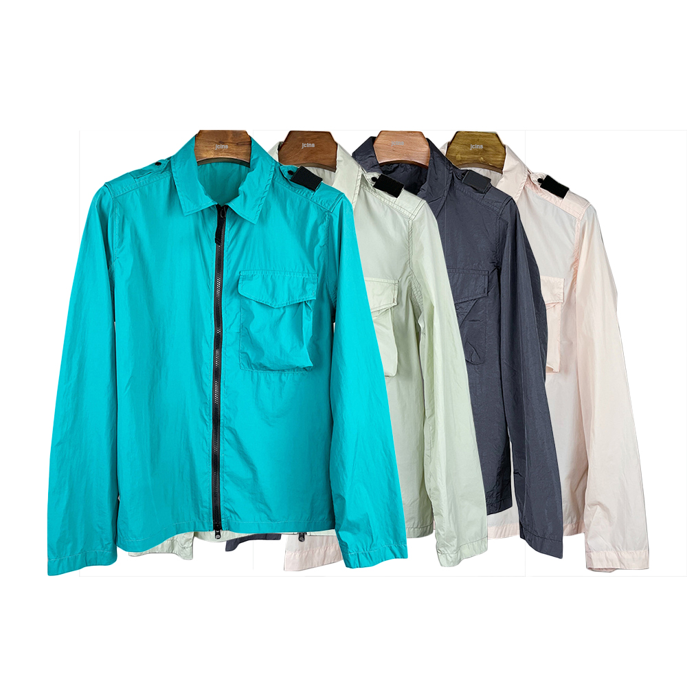 

Mens Jacket Windbreaker for Men Women Outfits Embroidered Epaulet Zip Up Pocket Spring Summer Coats Lightweight Sun Protection Clothing, Light green