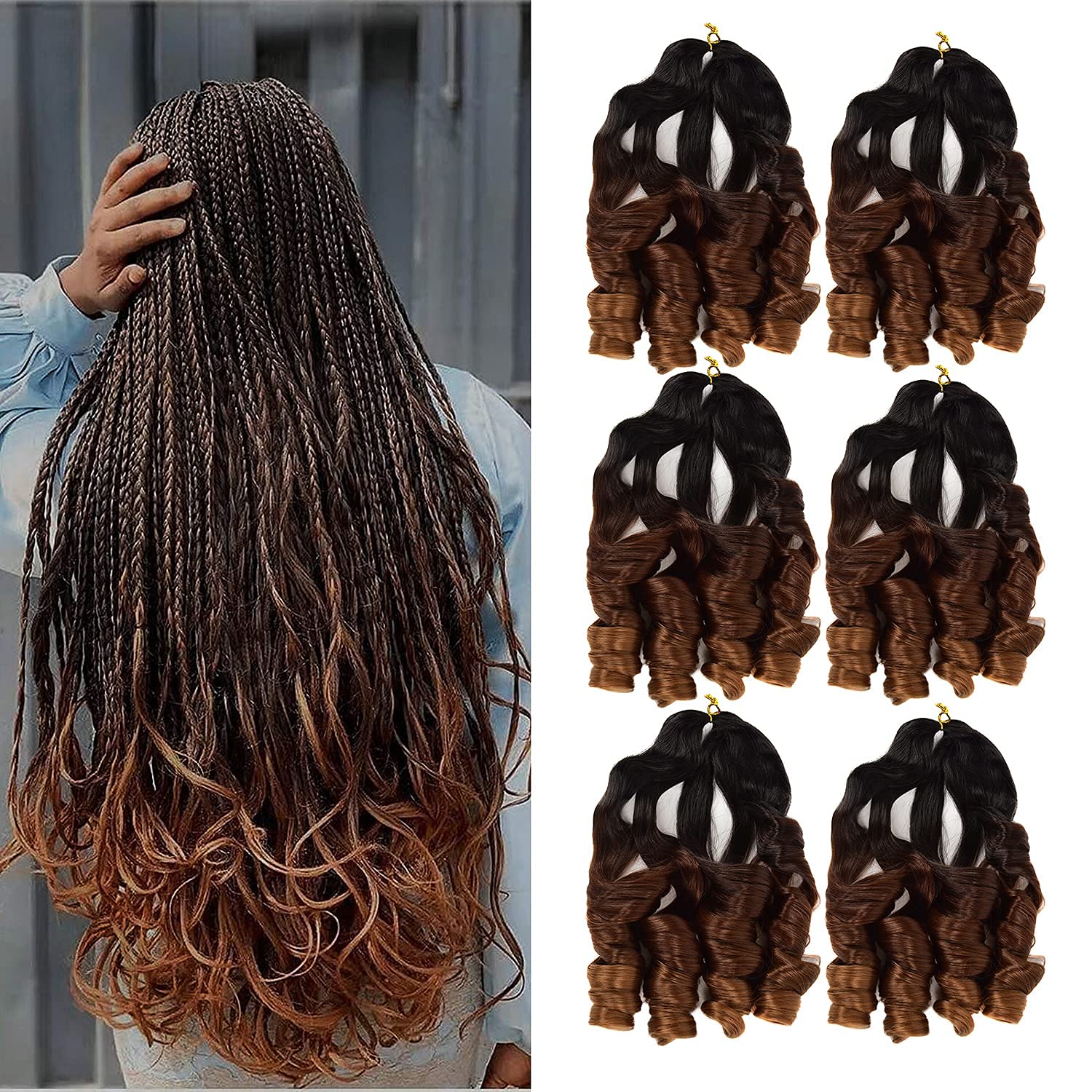 

Bouncy Braiding Loose Wave Crochet Hair 22 Inch French Curly Braiding Hair Extensions 75g/pcs Pre Streched Premium Wavy Braid Hair LS04, 30