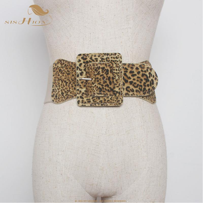 

Belts SISHION Elastic Wide Belt For Women Ladies Dress Stretch Thick Waist VB0048 Waistband Suede Leopard, Black