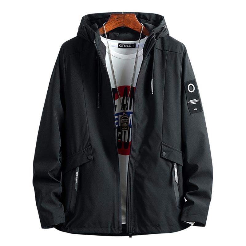 

Men's Jackets Plus Size Hooded Jacket Spring Autumn Casual Loose Windbreaker Coat Korean Fashion OuterwearMen's, Black