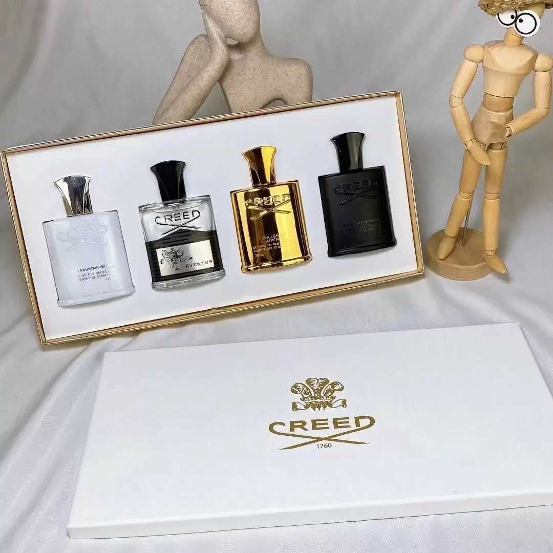 Incense Creed Perfume Novo 4pcs Configura￧￣o perfumada col￴nia Men Silver Mountain Water/Aventus/Green Irish Tweed/Millesime Imperial 30ml