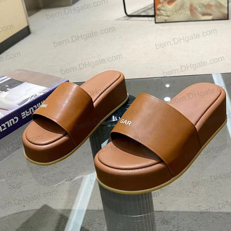 

Premium Quality Fashion Thick Soled Leather Slippers Women's Slides Sandals for Women Summer Sandal 7colors EU35-40, Black