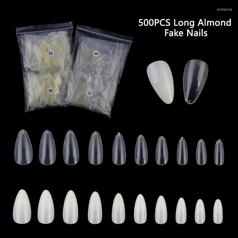 

False Nails 500pcs/bag Full Cover Fake Nail Artificial Press On Long Almond Clear/Nature Coffin Art Tips Manicure Tool Prud22, 62z500