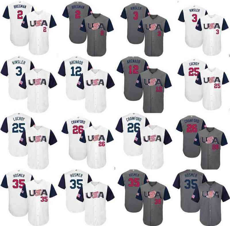 

World Baseball Classic WBC Team 2017 USA Baseball Jersey 27 Giancarlo Stanton 28 Buster Posey 35 Eric Hosmer Arenado 22McCutchen Jerseys 001, Blank