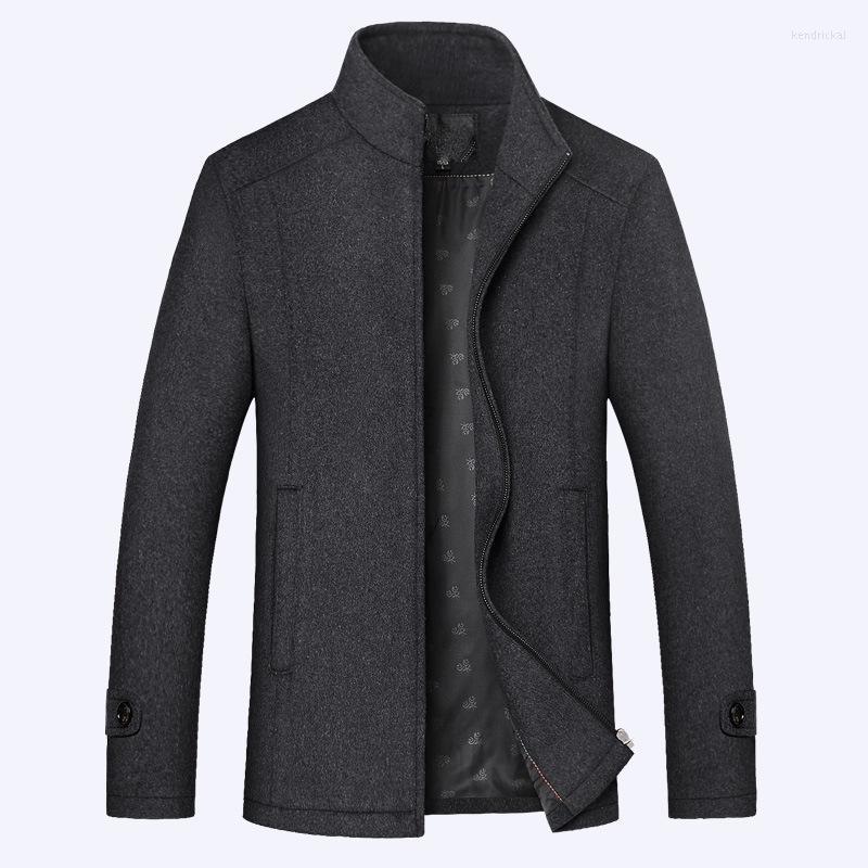 

Men's Wool & Blends Men Clothing 2022 Winter Woolen Coat Stand-up Collar Casual Short Kend22, Black