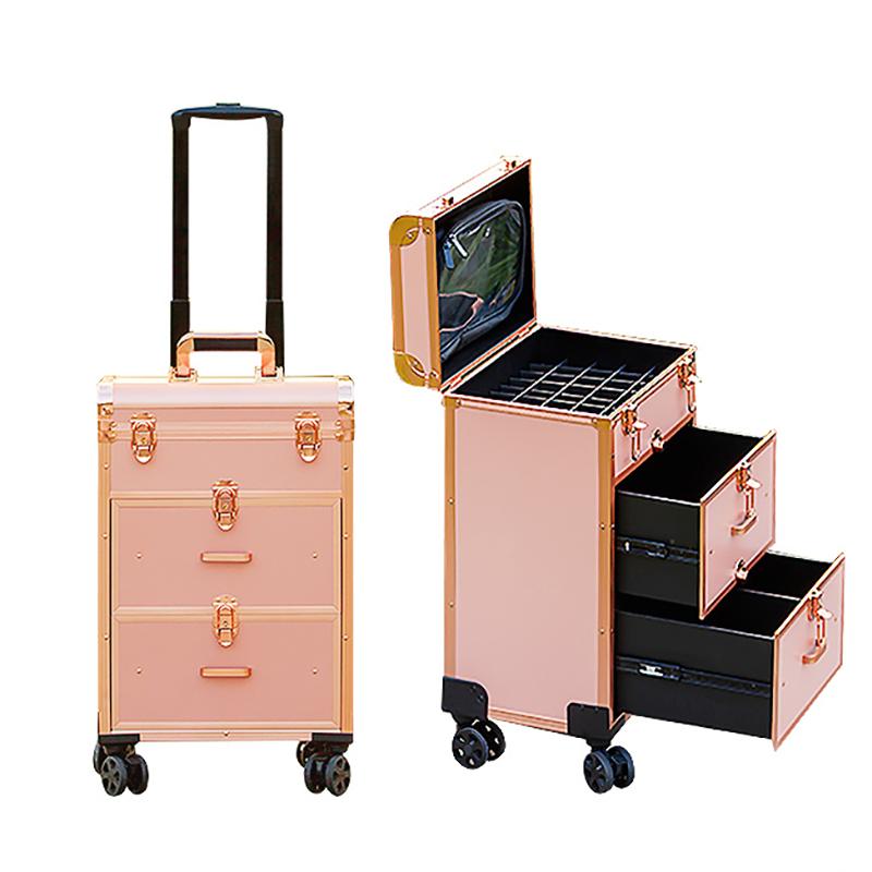 

Suitcases Fashion Trolley Cosmetic Suitcase Professional Makeup Artist Large Multi-functional Nail Tattoo Tool Storage Luggage Case