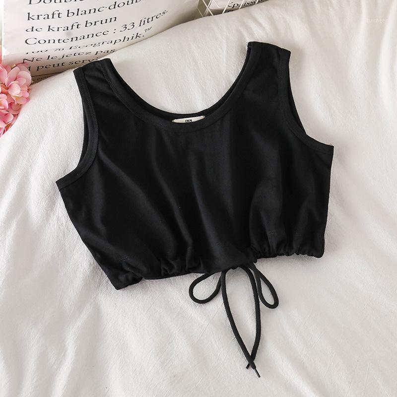 

Women's Tanks & Camis Womens Drawstring Casual Crop Tops Hip Hop Sexy Harajuku Summer Designed Fashion Breathable Loose