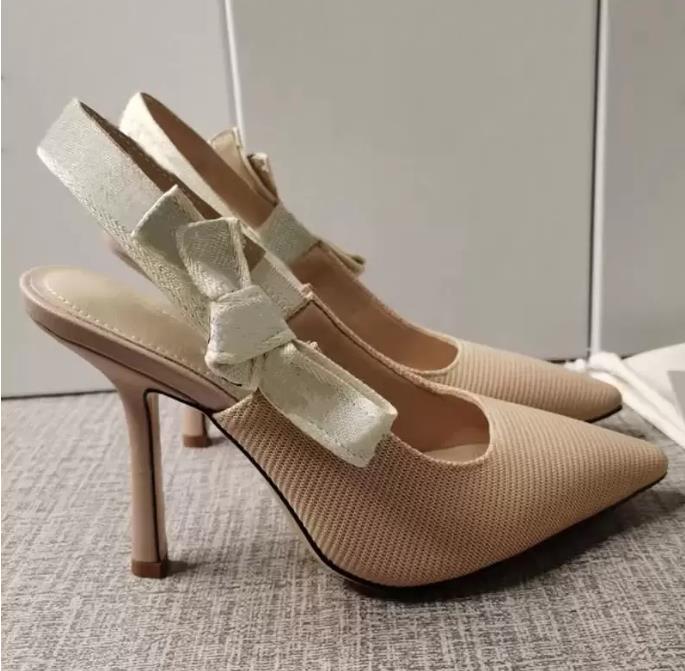 

Top High heels 1.5cm 6.5cm 9.5cm sandals Gladiator 100% Leather summer Women Fine heel shoe Fashion sexy letter cloth lady Webbing Pointed shoes Large size 34-42 With box, Color 6 heel1.5cm