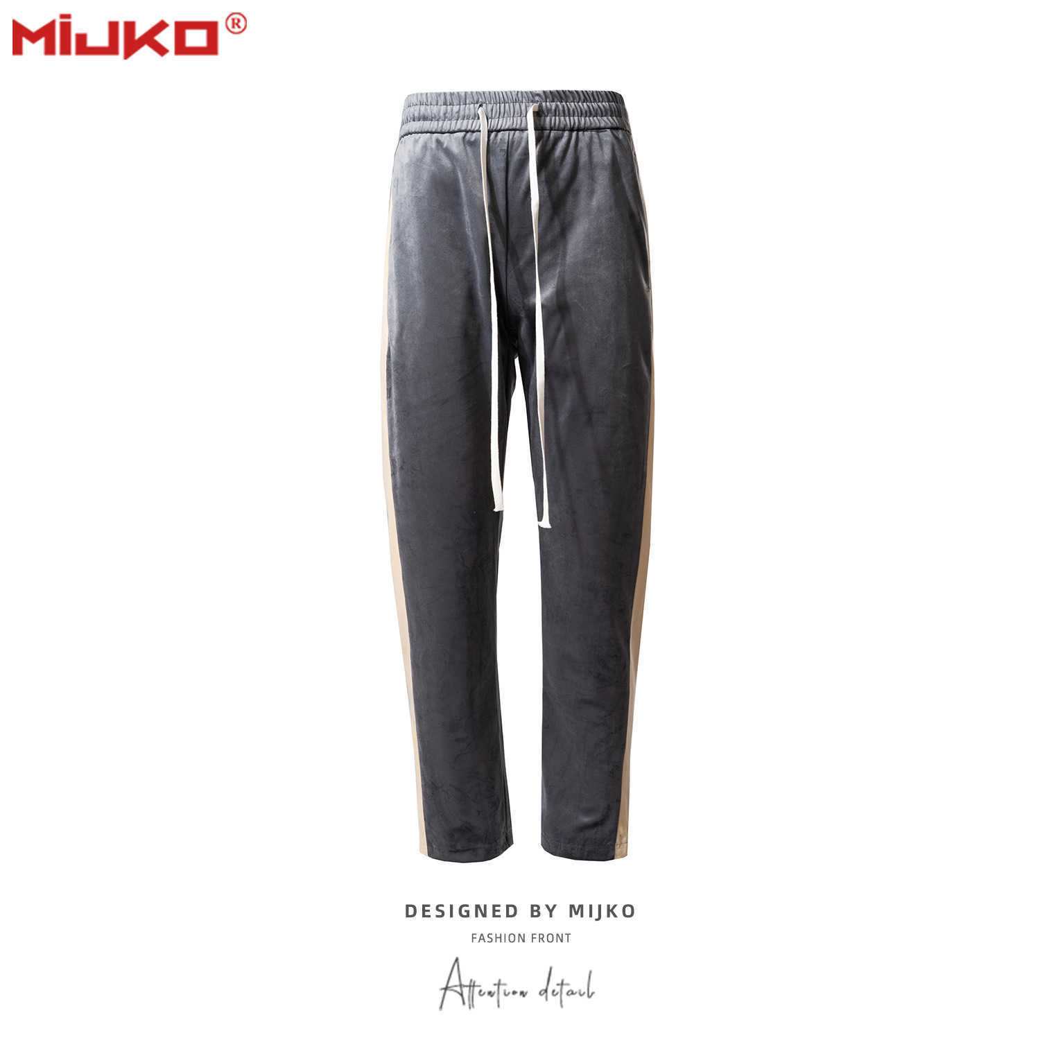 

Men' Pants Mijko men' wear women' spring and summer new velvet zipper trouser leg trousers men' and women' same bar sports casual pants trend, Gray