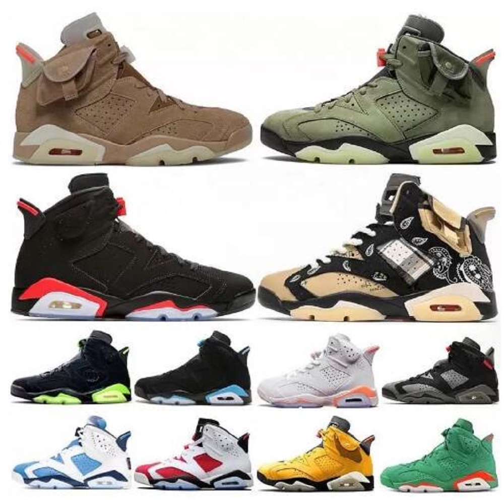 

6s Jumpman Men Basketball Shoes 6 Carmine UNC Gold DMP University Blue British Khaki Flint Green Infrared Mens sports Trainer sneaker, # 20