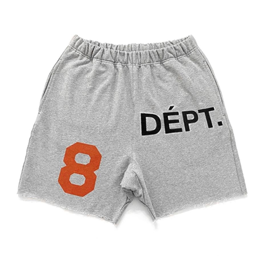 

Gallerydept new Orange 8 knife cut hem shorts drawstring OS loose casual men's and women's fashion brand215S, Gray
