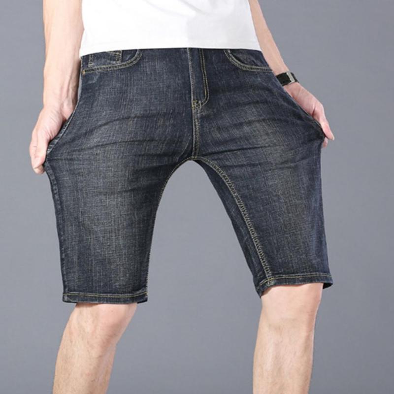 

Men's Jeans Short Pants Stylish Zipper Knee Length Denim Mid-rise Stretchy JeansMen's Men'sMen's, Black