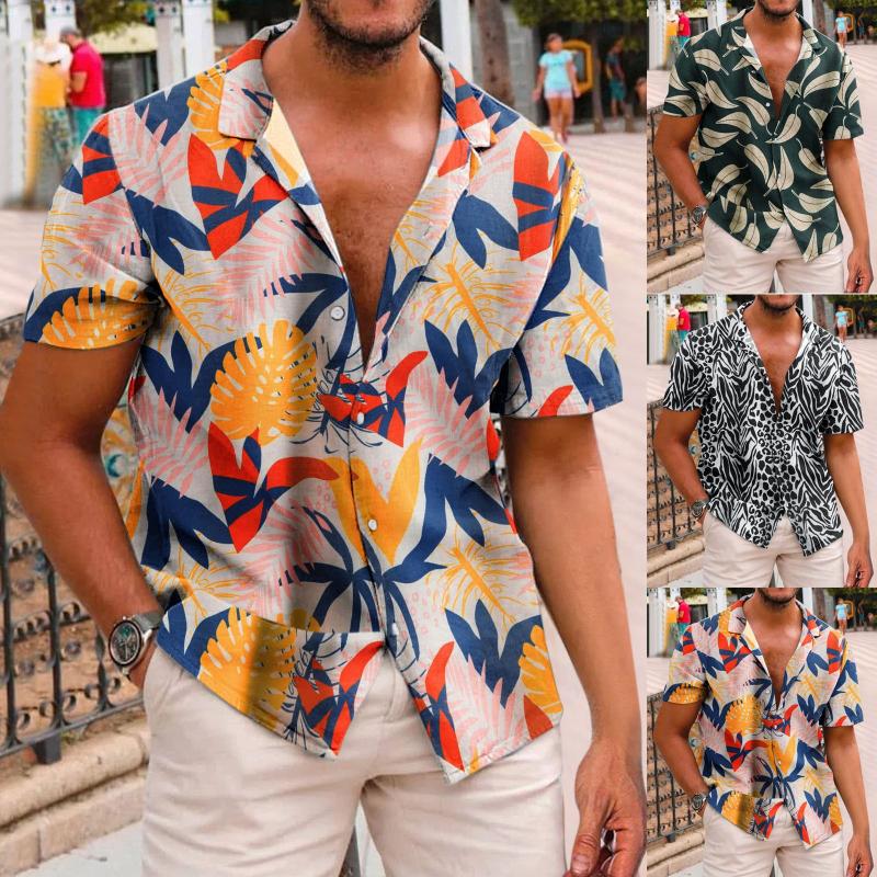 

Men' Casual Shirts Long Sleeve Undershirts For Men Fashion Button Top Shirt Summer Printed Down Loose Mocked Turtleneck 6 7Men, Black