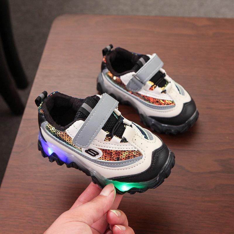 

Athletic & Outdoor Children Spring Led Light Sneakers Boys Breathable Running Shoes Girls Fashion Bling Sequins Clunky Sneaker Baby Illumina, Pink