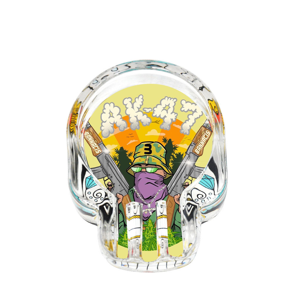 

Cartoon pattern glass ashtray 62mm small cat claw shape multi pattern ashtray