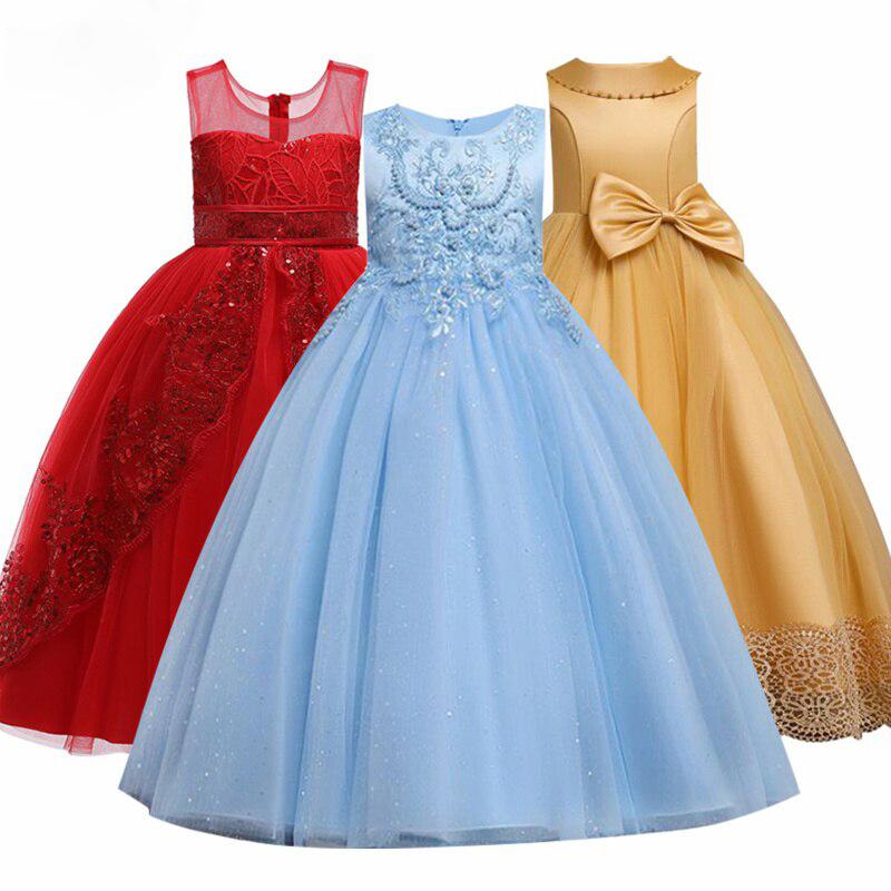 

Girl's Dresses Kids For Girls Teenager Bridesmaid Elegant Princess Wedding Lace Dress Party Formal Wear 8 10 12 14 Years C27153Girl's, As pictures