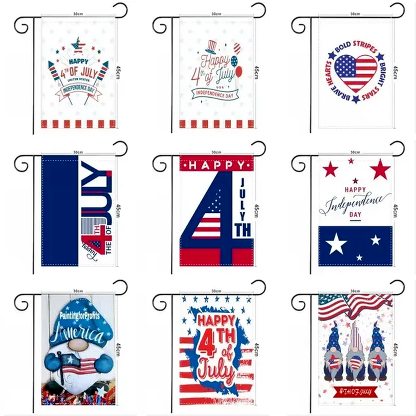 

USA Independence Day Garden Flag 30 45cm Happy 4th July Outdoor Garden Hanging Flag Gnomes Design Garden Banner FY3659