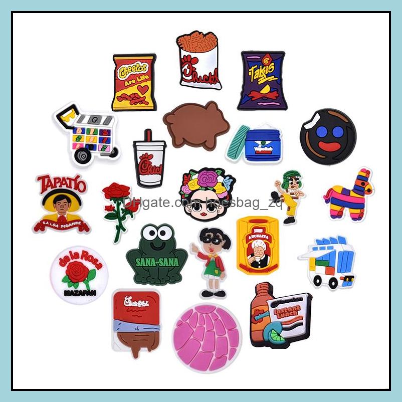

Shoe Parts Accessories Shoes Wholesale More Than 1200Pcs Mexican Style Soft Rubber Pvc Charms Clog Buckles Jibz For Croc Xmas Birthday Gif