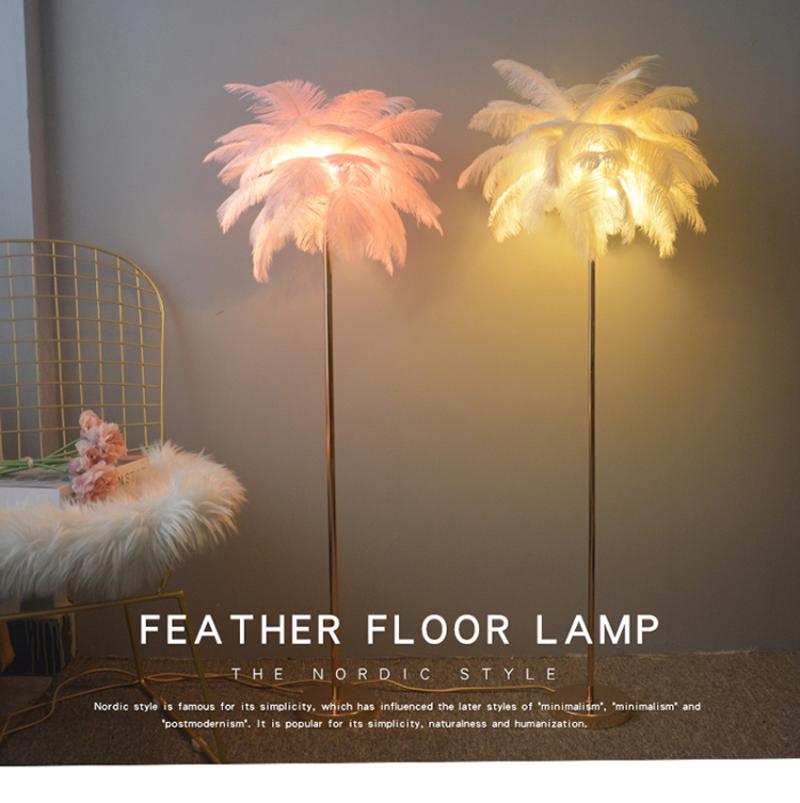 

Floor Lamps Nordic Luxury Ostrich Feather LED Lamp Copper Home Decor Art Deco For Living Room Standing LightFloor