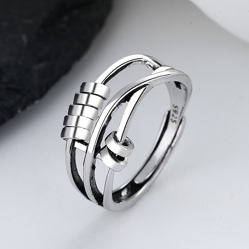 

Anxiety Ring Adjustable Opening Women Men Fidget Ring With Bead Worry Stress Relief Jewelry For Female Stacking Finger Rings