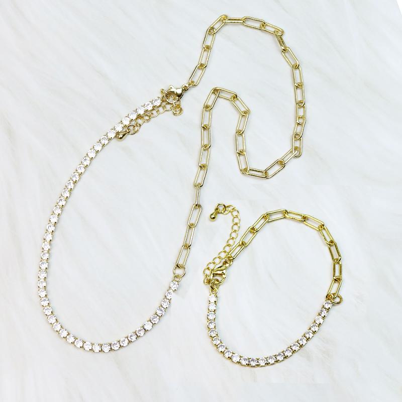 

Chains 3 Pcs Crystal Necklce Zircon Necklace Fashion Jewelry Gift Gold 80002