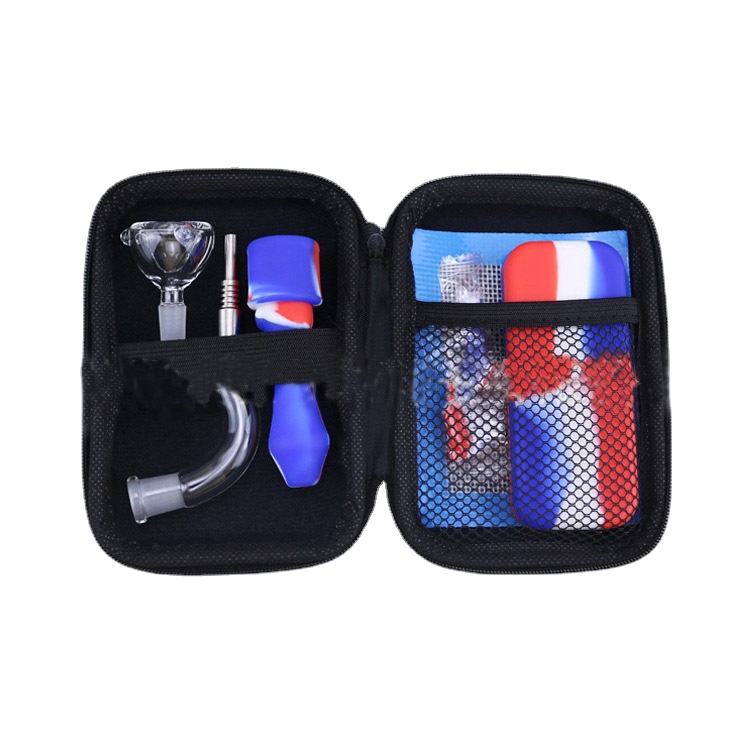 

smoking pipe accessory dab straw silicone tube kit nector collector include 10mm oil nail wax storage containers set