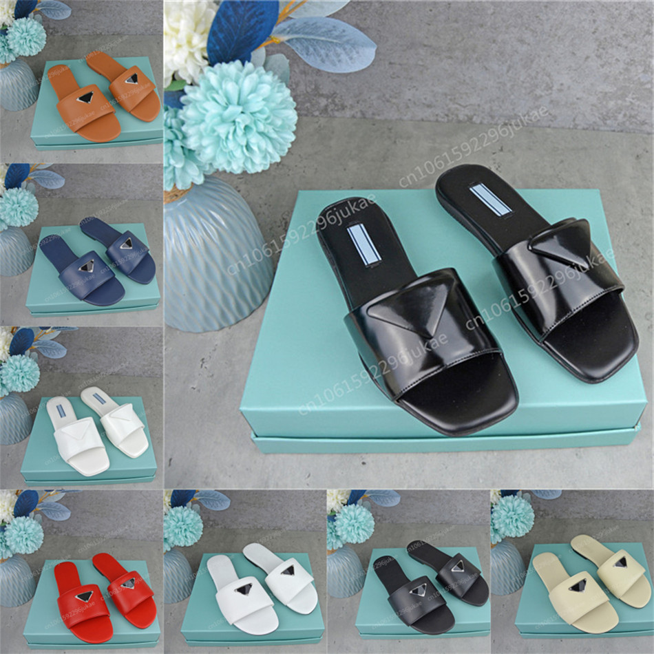 

High Quality Womens Slippers 2022 Summer Sandals Classic Beach Slide Leather Flip Flops White Black Sexy Ladies Slipper For Woman Wedding Party Design Shoe With Box, Red