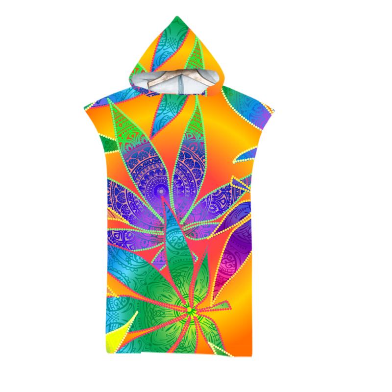 

Towel Leaf Hooded Beach Microfiber Poncho Swimming Adult Child Bath Bathroom