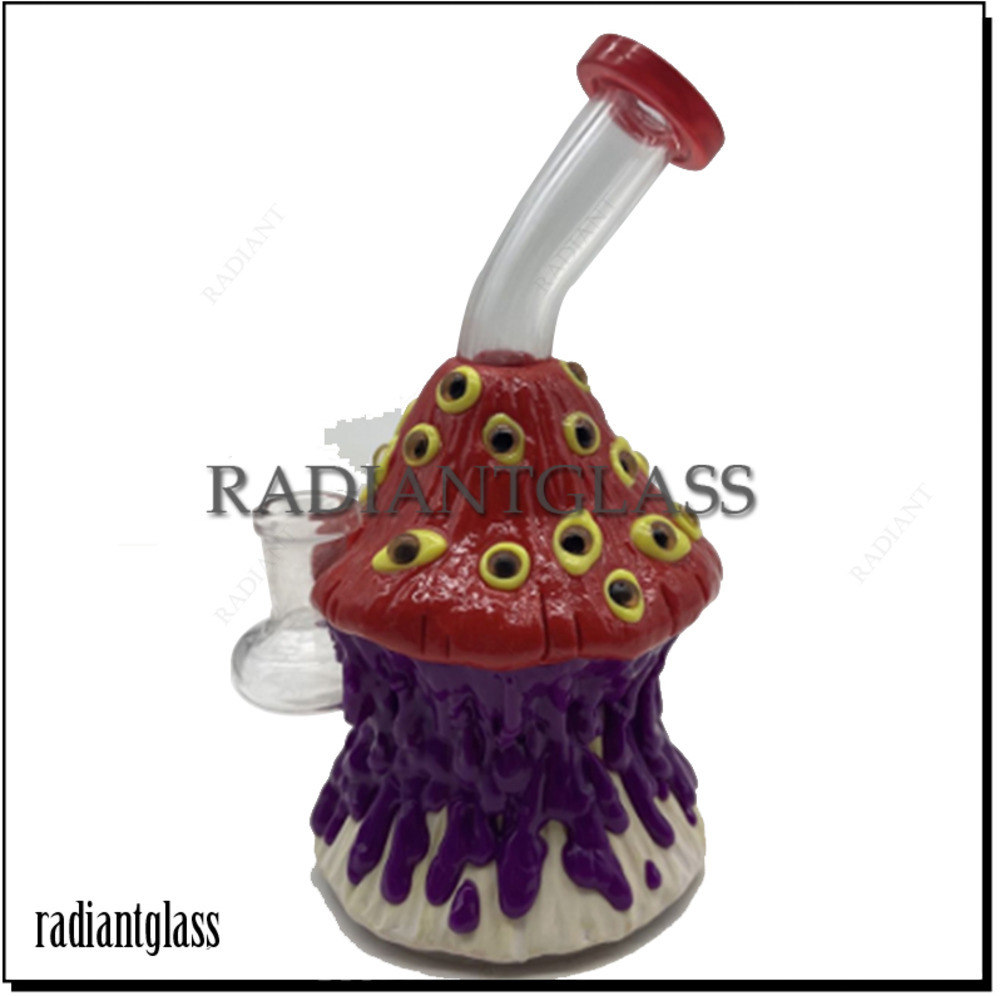 

Hookahs Unique 7" 3D Mushroom Shaped Heady Glass Bong Wax Dab Rig Muilty Style Handmade With Herb Bowl Bong Wholesale China