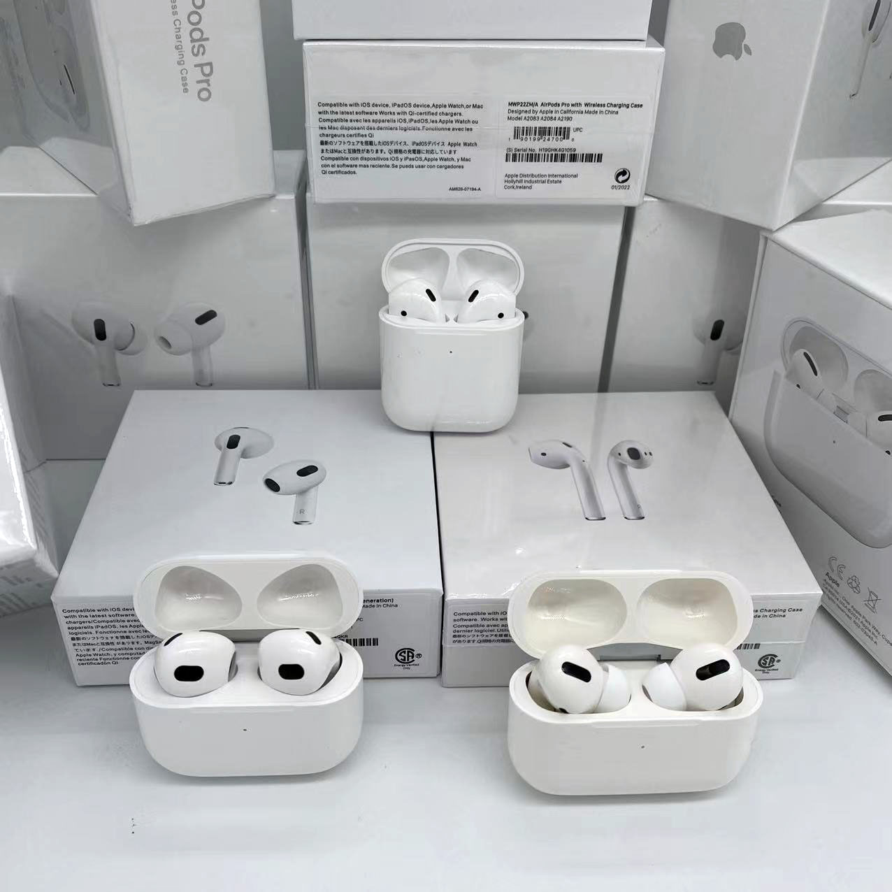 

TOP quality Apple Airpods 3 Pro H1 Chip Air Gen 3 ANC noise reduction ap3 ap2 Wireless Bolutooth Headphone GPS rename EarBuds with Wireless charging, White