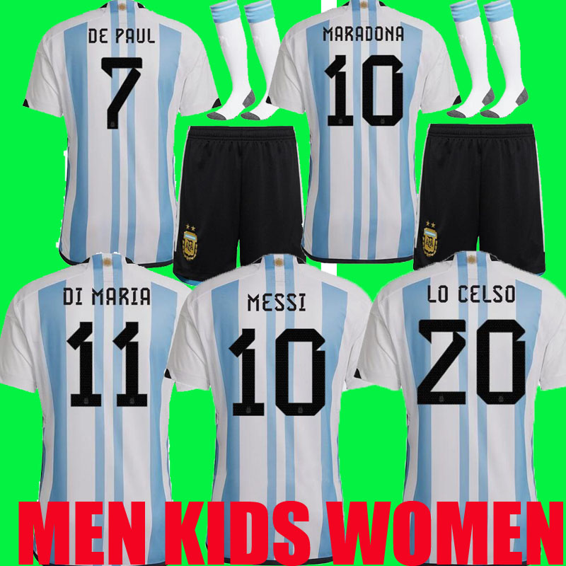 

Argentina soccer Jersey football shirt 2022 DYBALA MARADONA DI MARIA MESSIs 22 23 fans player version Men Kids kit sets uniforms DE PAUL LO CELSO L.MARTINEZ WOMEN 2023, Home