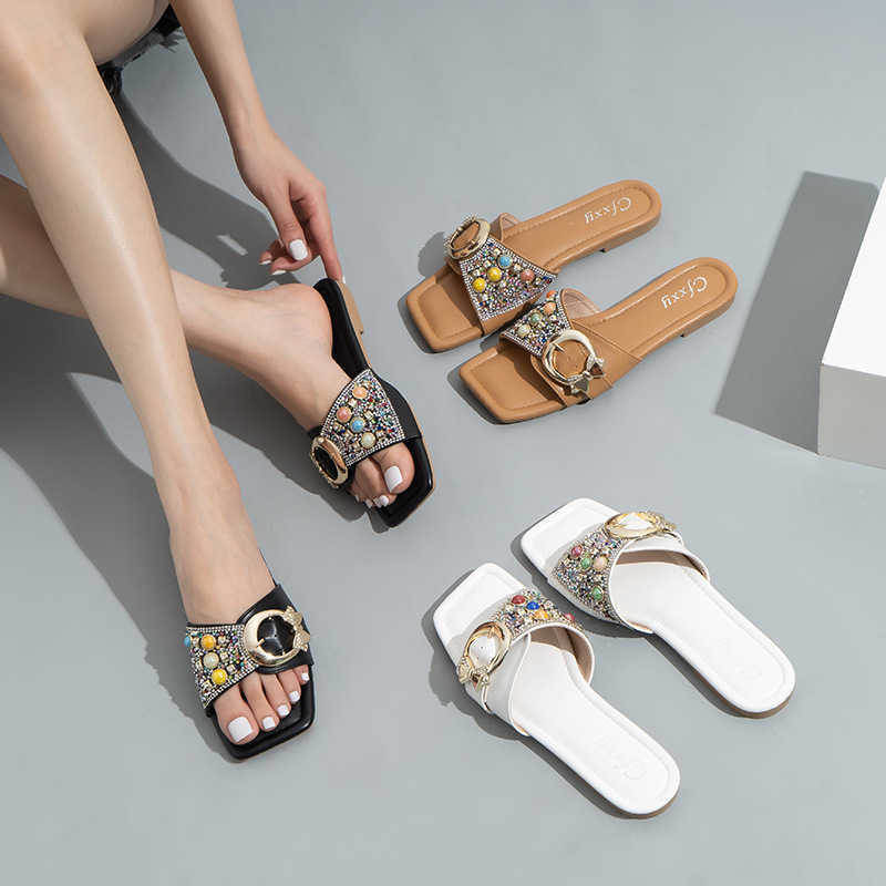 

TopSelling Ladies summer small fragrance cool slippers women's fashion Butterfly belt buckle flat Classic luxury casual shoes for girl, Black