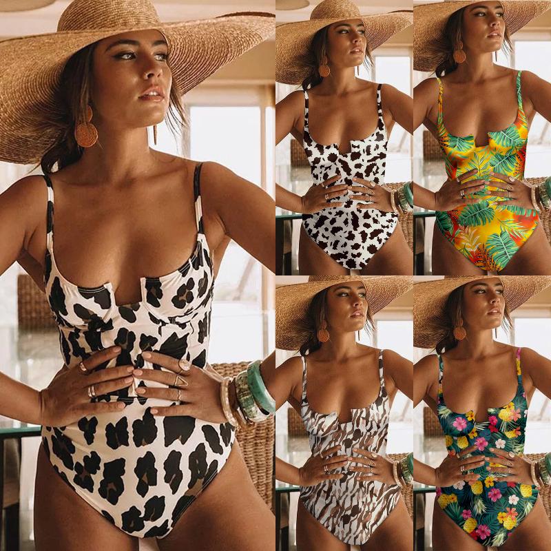 

Women' Swimwear Arrival 2022 Leopard Print One Piece Swimsuit Underwire Sexy Ladies Bikini Set Swimming Suit For WomenWomen, Cow pattern