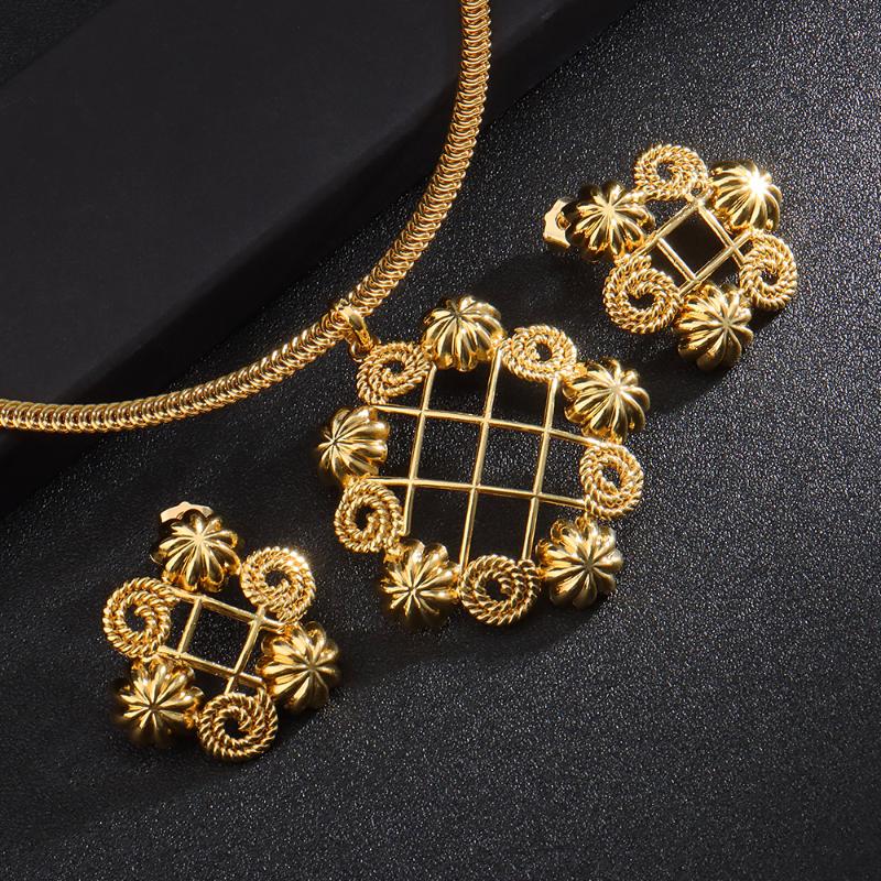 

Earrings & Necklace Trendy Jewelry Sets For Women Pendant Dubai Accessories Anniversary Bohemian Flower FindingsEarrings, As pic