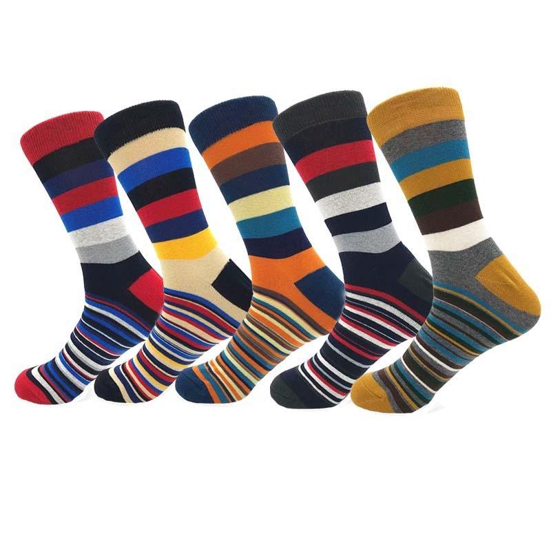 

Men's Socks Vintage 2022 Autumn Winter Men Casual Classic Striped Colorful Printed Combed Cotton Funny Wedding Gift, Black